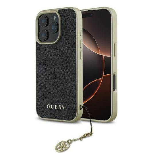 Case for Apple iPhone 16 Pro, Guess, 4G Charm, Black