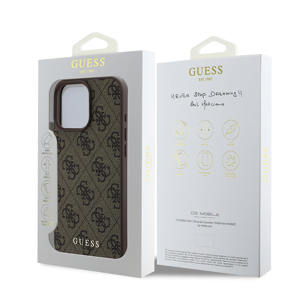 Ovitek za Apple iPhone 16 Pro, Guess, 4G Classic, rjava