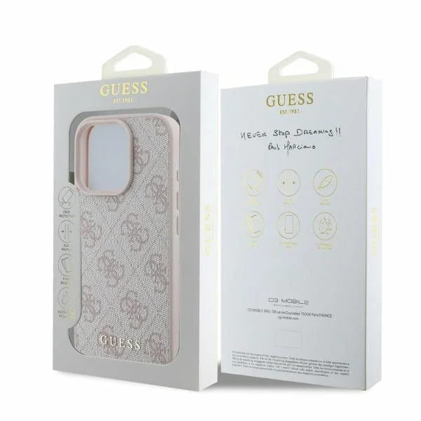 Ovitek za Apple iPhone 16 Pro, Guess, 4G Classic, Roza