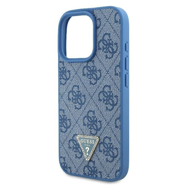 Ovitek za Apple iPhone 16 Pro, Guess, Crossbody 4G Triangle Strass, Modra