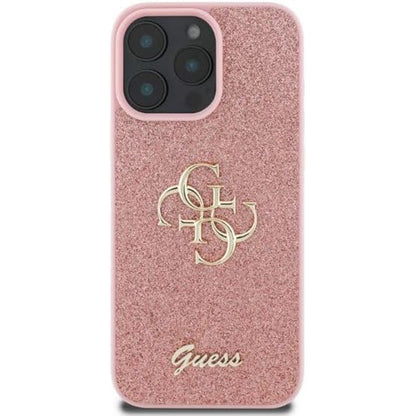 Ovitek za Apple iPhone 16 Pro, Guess, Fixed Glitter Big 4G, Roza