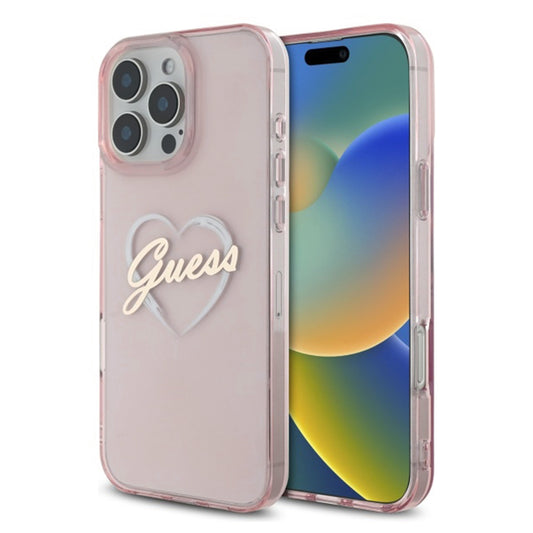 Ovitek za Apple iPhone 16 Pro, Guess, IML Heart, Roza