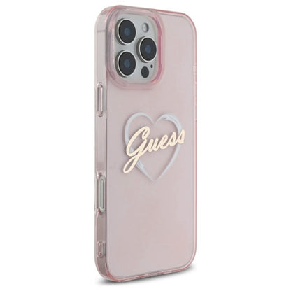 Ovitek za Apple iPhone 16 Pro, Guess, IML Heart, Roza