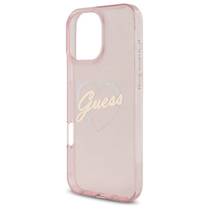 Ovitek za Apple iPhone 16 Pro, Guess, IML Heart, Roza