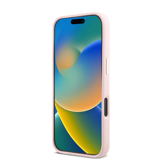 Ovitek za Apple iPhone 16 Pro, Guess, Script Metal Logo & Frame, Roza