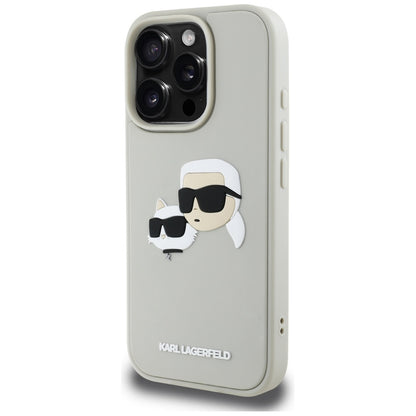 Case for Apple iPhone 16 Pro, Karl Lagerfeld, 3D Rubber Karl & Choupette, Beige