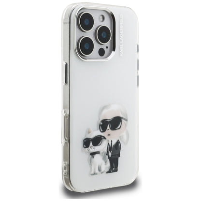 Ovitek za Apple iPhone 16 Pro, Karl Lagerfeld, IML Aquarelle Logo Karl & Choupette, Bela