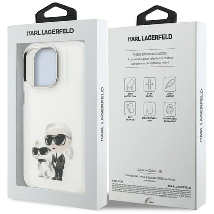 Ovitek za Apple iPhone 16 Pro, Karl Lagerfeld, IML Aquarelle Logo Karl & Choupette, Bela