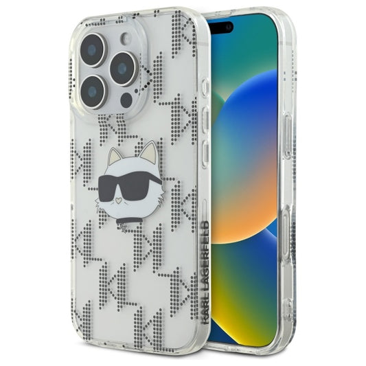 Ovitek za Apple iPhone 16 Pro, Karl Lagerfeld, IML Luxury Electroplated Choupette's Head, Prozoren