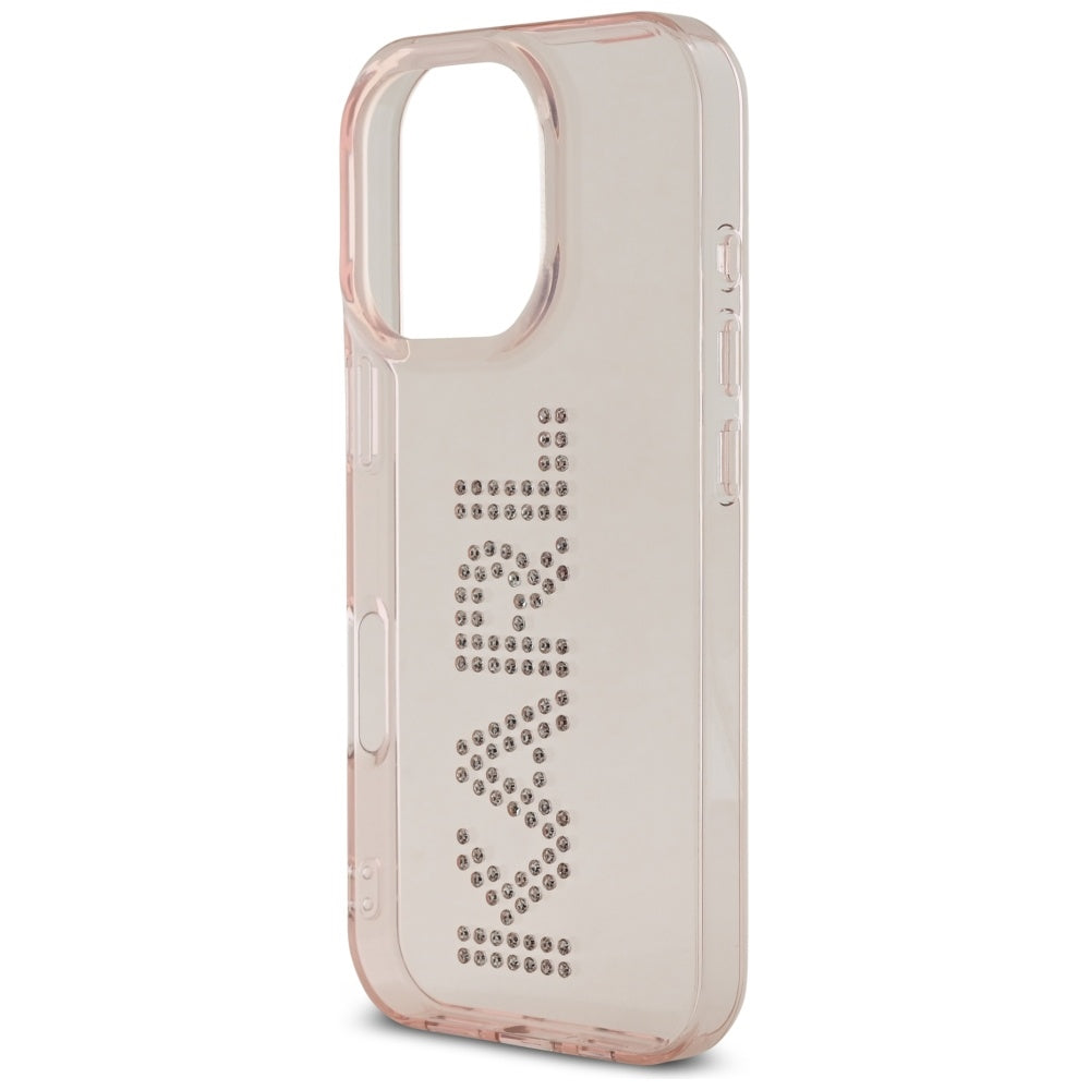 Ovitek za Apple iPhone 16 Pro, Karl Lagerfeld, IML Rhinestones Pink Logo, Roza
