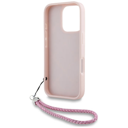 Ovitek za Apple iPhone 16 Pro, Karl Lagerfeld, Quilted Initial Logo & Chain Strap, Roza