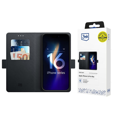 Ovitek za Apple iPhone 16 Pro Max, 3MK, Denarnica, Črn
