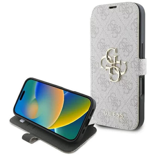 Ovitek za Apple iPhone 16 Pro Max, Guess, 4G Book, Roza