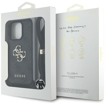 Ovitek za Apple iPhone 16 Pro Max, Guess, 4G CBDY Big Logo with Cord Strap, črn