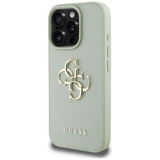 Ovitek za Apple iPhone 16 Pro Max, Guess, Grained Big 4G Logo Small Classic Logo, zelen.