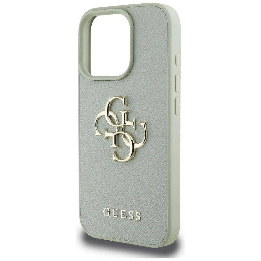 Ovitek za Apple iPhone 16 Pro Max, Guess, Grained Big 4G Logo Small Classic Logo, zelen.