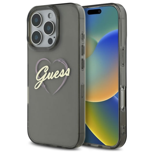 Ovitek za Apple iPhone 16 Pro Max, Guess, IML Heart, Črna