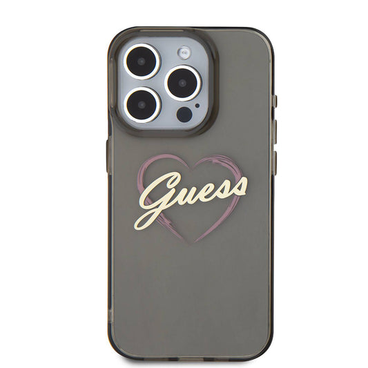 Ovitek za Apple iPhone 16 Pro Max, Guess, IML Heart, Črna