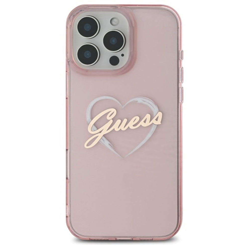 Ovitek za Apple iPhone 16 Pro Max, Guess, IML Heart, Roza