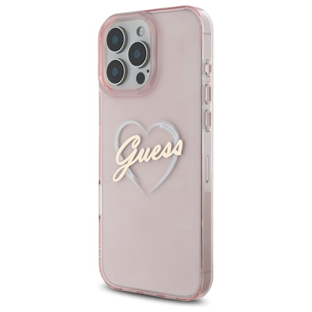 Ovitek za Apple iPhone 16 Pro Max, Guess, IML Heart, Roza