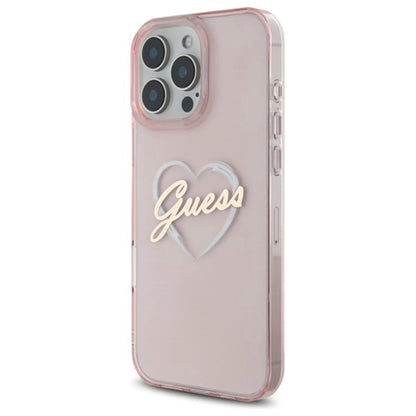 Ovitek za Apple iPhone 16 Pro Max, Guess, IML Heart, Roza