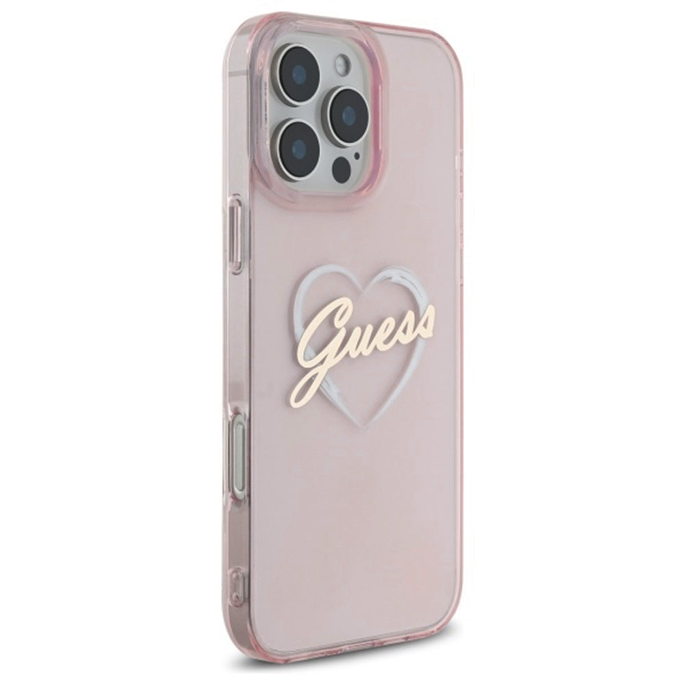 Ovitek za Apple iPhone 16 Pro Max, Guess, IML Heart, Roza