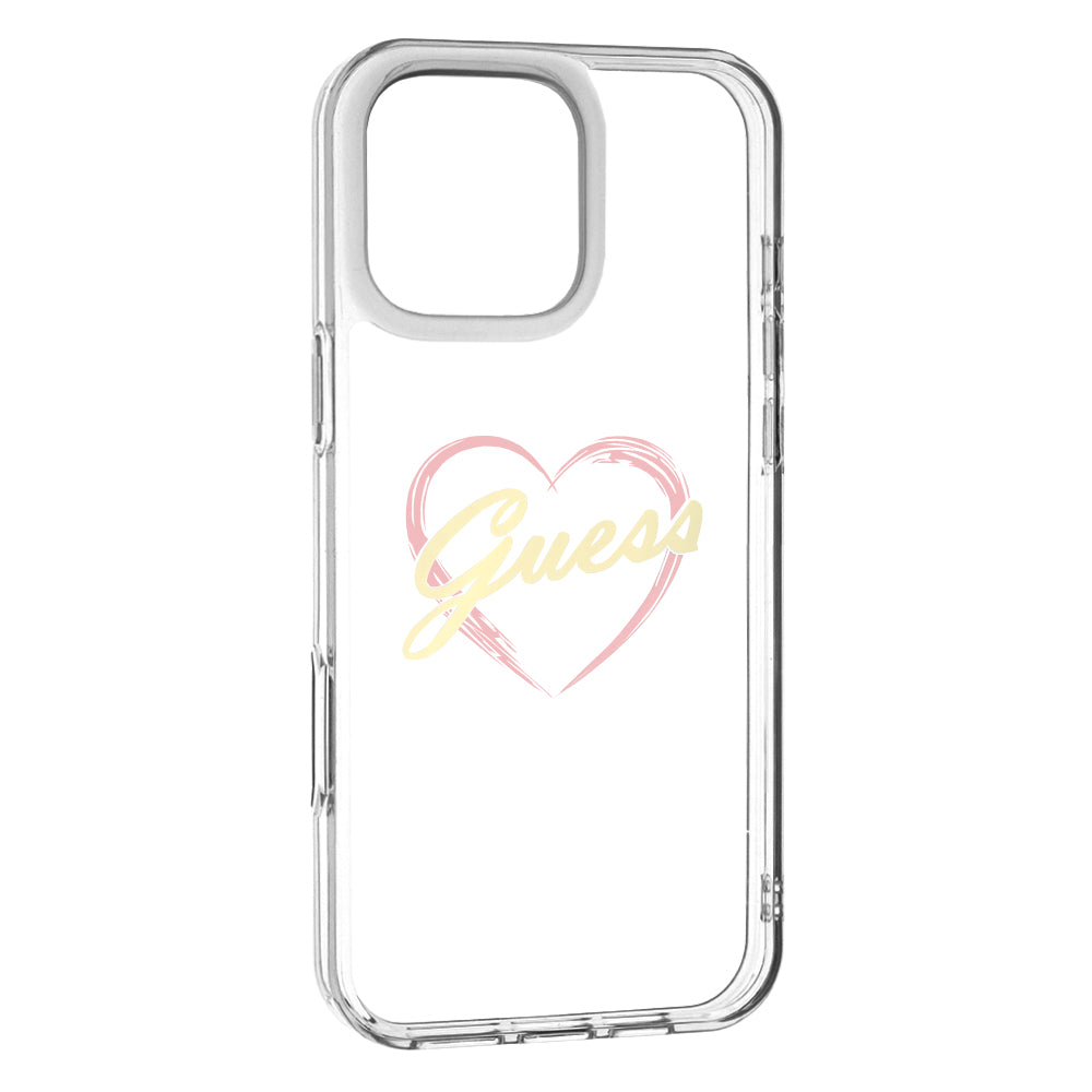 Ovitek za Apple iPhone 16 Pro Max, Guess, IML Heart, Prozoren