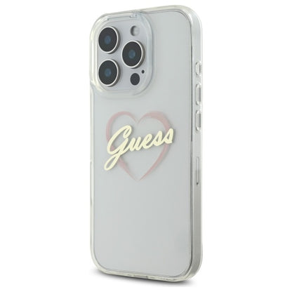Ovitek za Apple iPhone 16 Pro Max, Guess, IML Heart, Prozoren