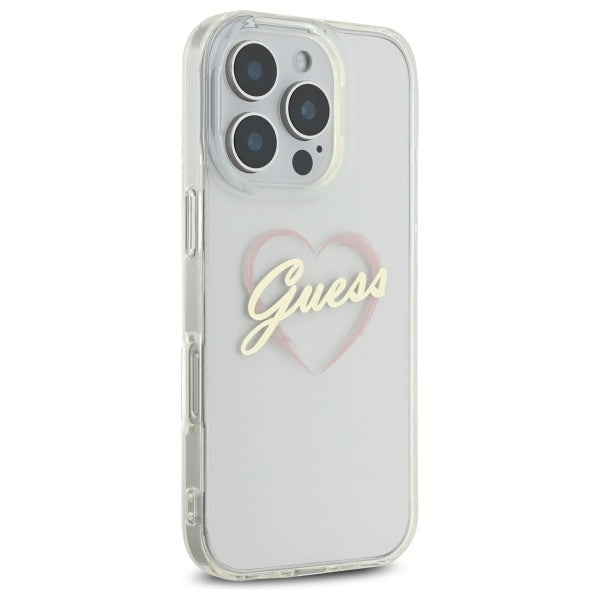 Ovitek za Apple iPhone 16 Pro Max, Guess, IML Heart, Prozoren