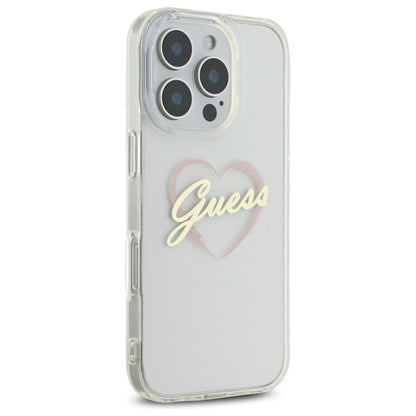 Ovitek za Apple iPhone 16 Pro Max, Guess, IML Heart, Prozoren