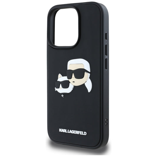 Ovitek za Apple iPhone 16 Pro Max, Karl Lagerfeld, 3D Rubber Karl & Choupette, Črna