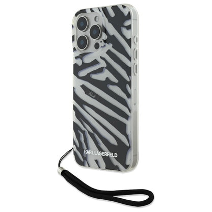 Case for Apple iPhone 16 Pro Max, Karl Lagerfeld, IML Luxury Zebra Pattern with Strap, Black
