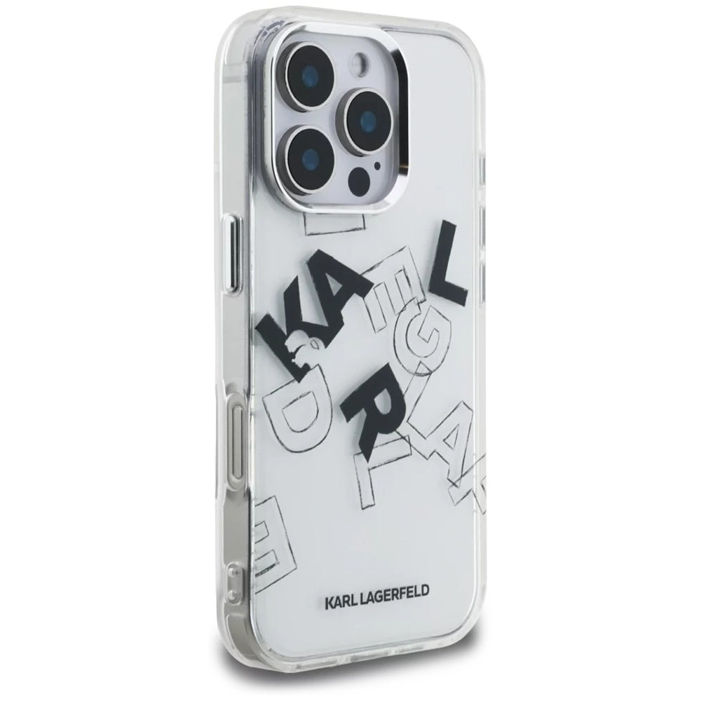 Ovitek za Apple iPhone 16 Pro Max, Karl Lagerfeld, IML Sketched Graphic Logo, Prozoren