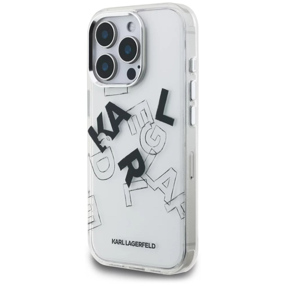 Ovitek za Apple iPhone 16 Pro Max, Karl Lagerfeld, IML Sketched Graphic Logo, Prozoren