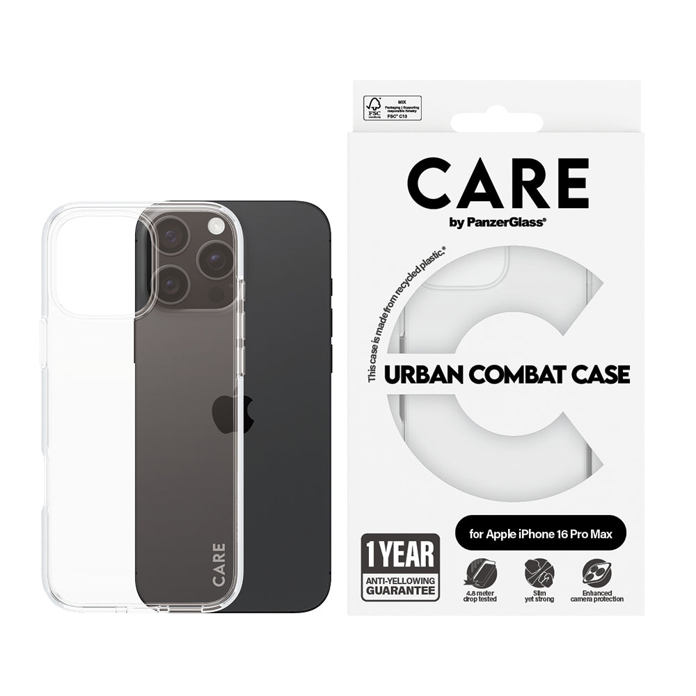 Ovitek za Apple iPhone 16 Pro Max, PanzerGlass, Care Urban Combat, Prozoren