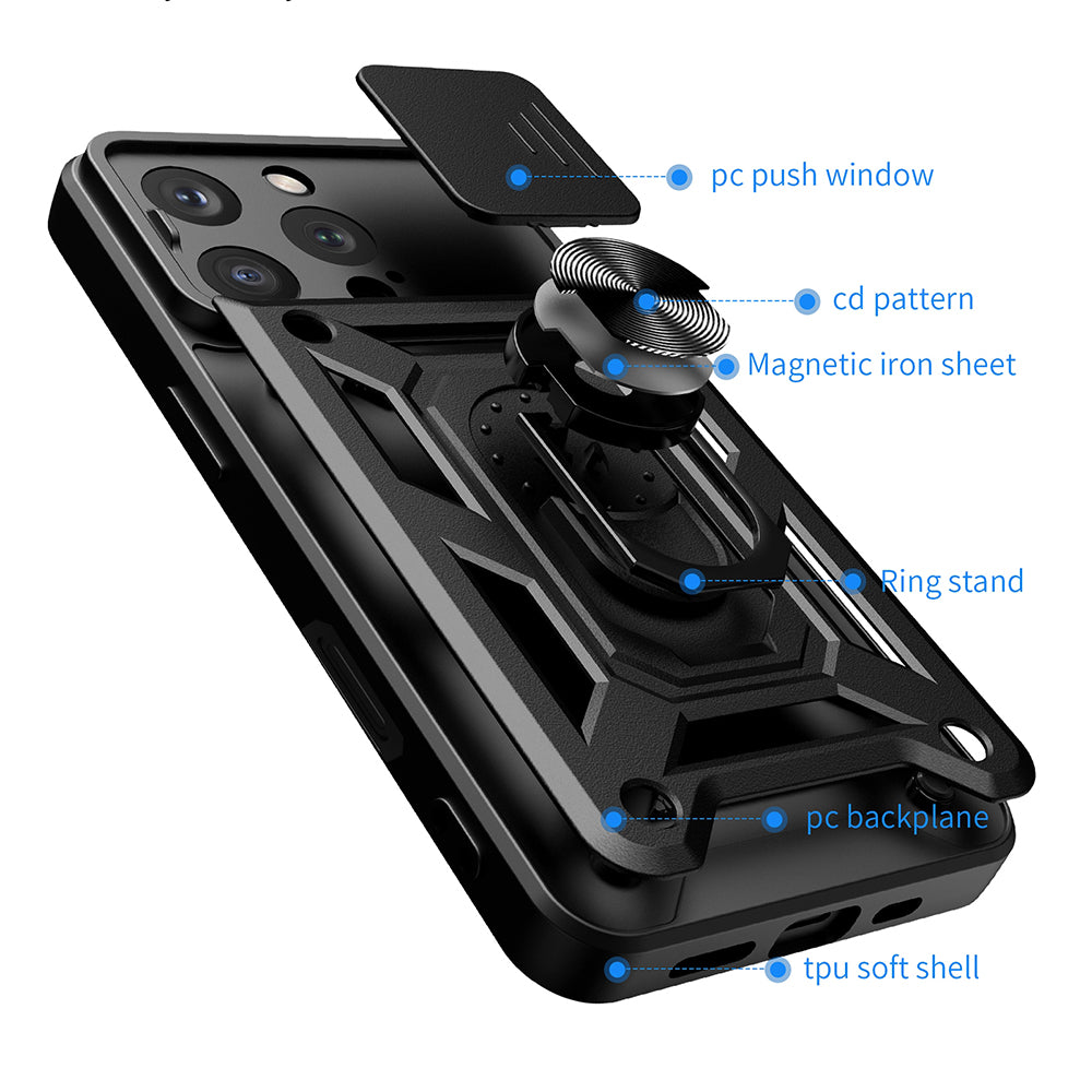 Case for Apple iPhone 16 Pro, Techsuit, CamShield, Black