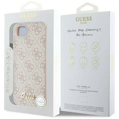 Ovitek za Apple iPhone 16e, Guess, 4G Script Logo, Roza