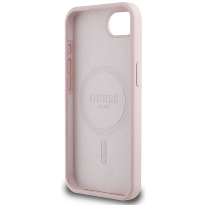 Ovitek za Apple iPhone 16e, Guess, Script Metal Logo, Roza