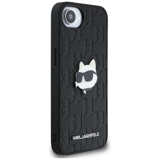 Ovitek za Apple iPhone 16e, Karl Lagerfeld, Monogram Choupette's Head, Črna