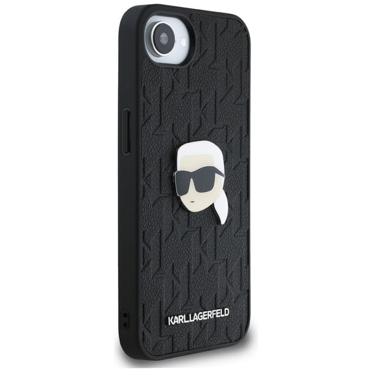 Ovitek za Apple iPhone 16e, Karl Lagerfeld, Monogram Karl's Head, Črn