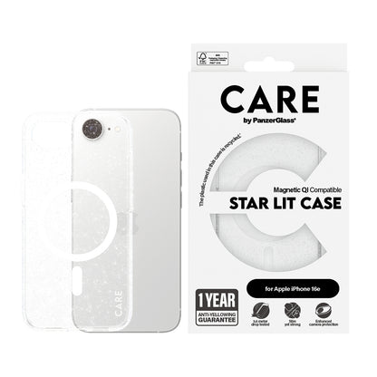 Ovitek za Apple iPhone 16e, PanzerGlass, Care Urban Combat Star Lit, Prozorno Bel