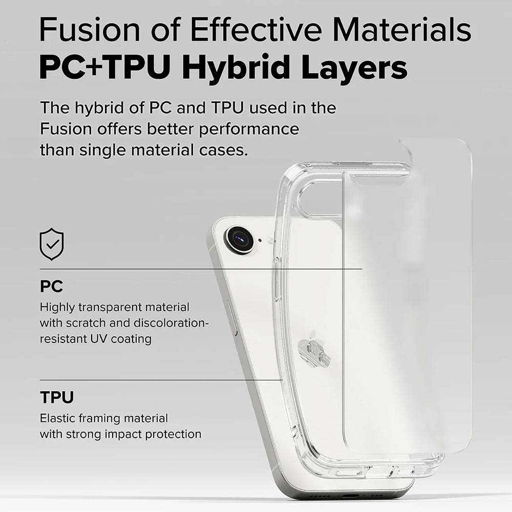 Ovitek za Apple iPhone 17e / 16e, Ringke, Fusion, mat prozoren