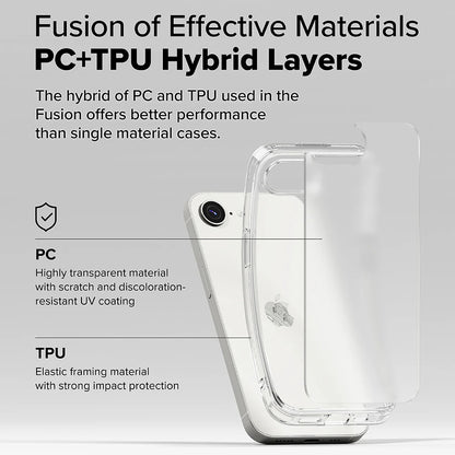 Ovitek za Apple iPhone 17e / 16e, Ringke, Fusion, mat prozoren