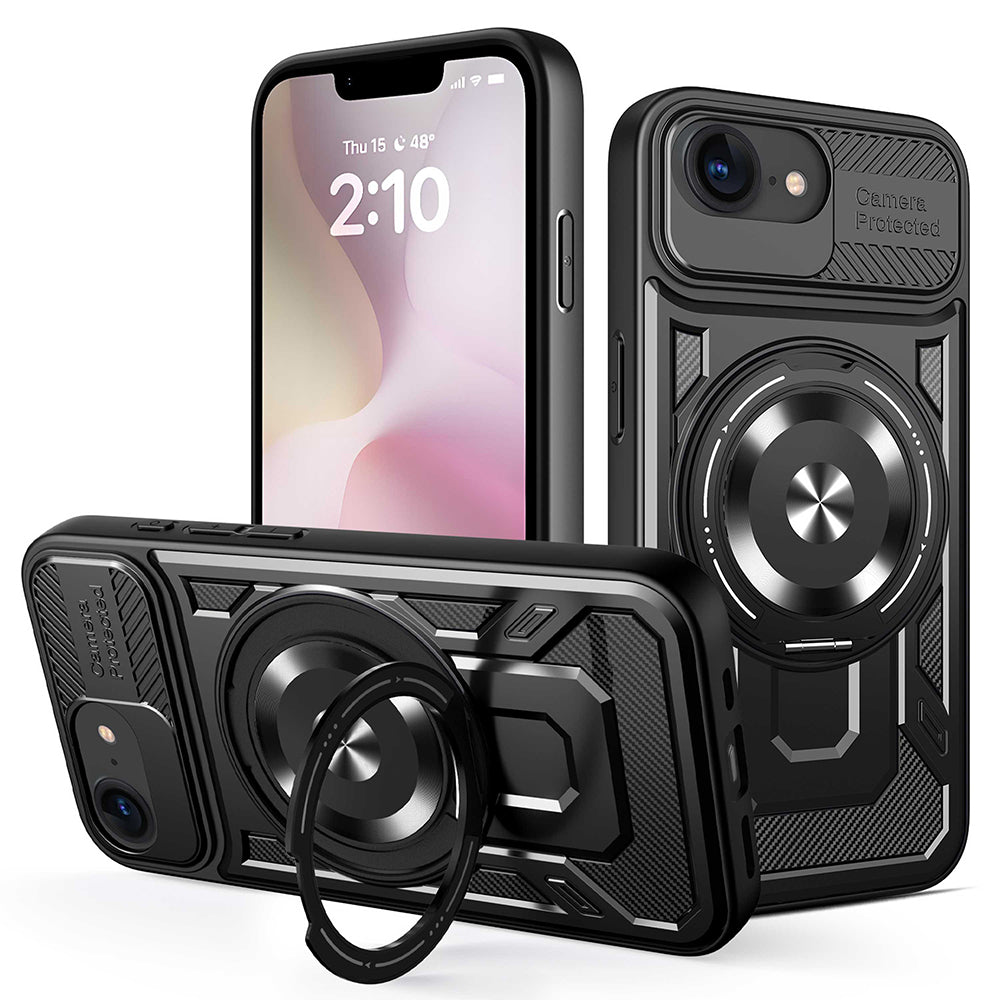 Ovitek za Apple iPhone 17e / 16e, Techsuit, RuggedCam, Črn
