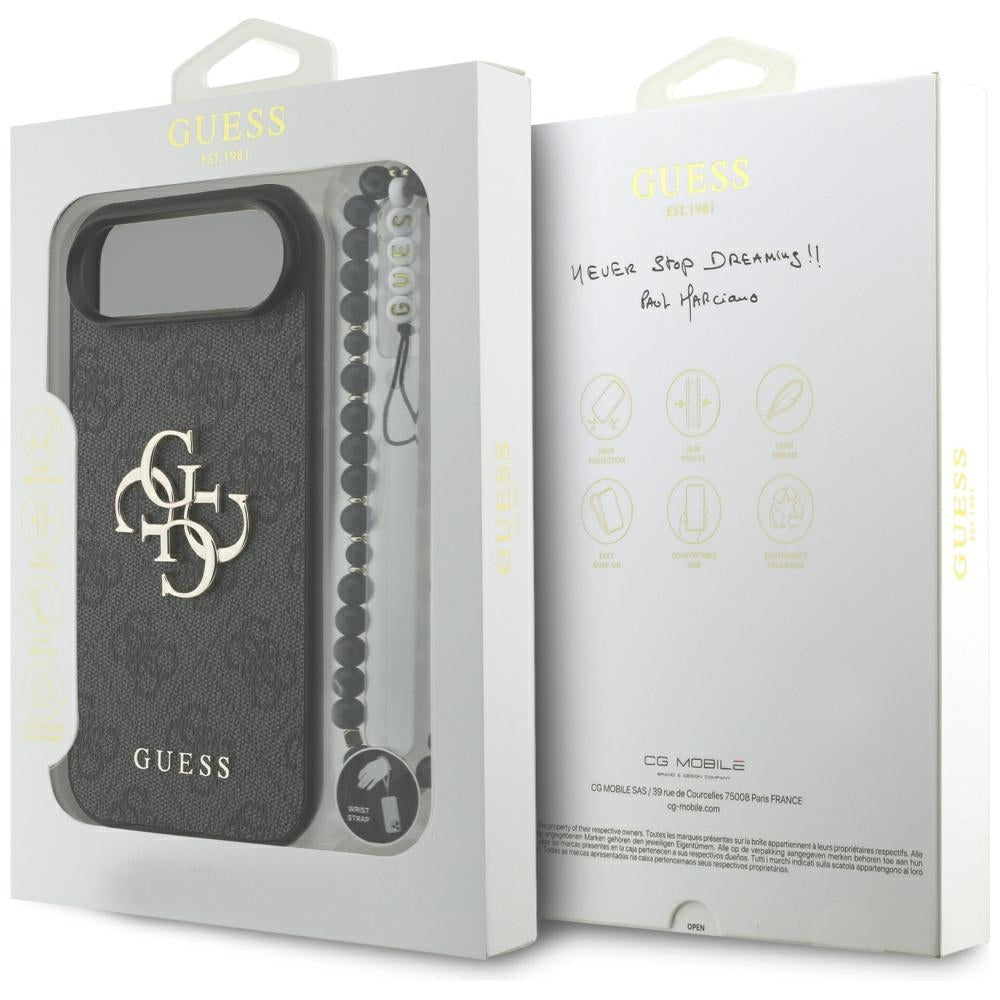 Ovitek za Apple iPhone 17 Air, Guess, 4G Classic Logo with Strap, črn