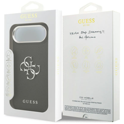 Case for Apple iPhone 17 Air, Guess, 4G Grained Big and Classic Logo, Black Silver