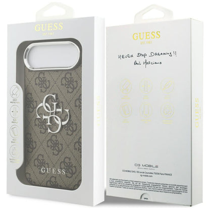 Ovitek za Apple iPhone 17 Air, Guess, Big 4G Logo Classic, Srebrno rjava