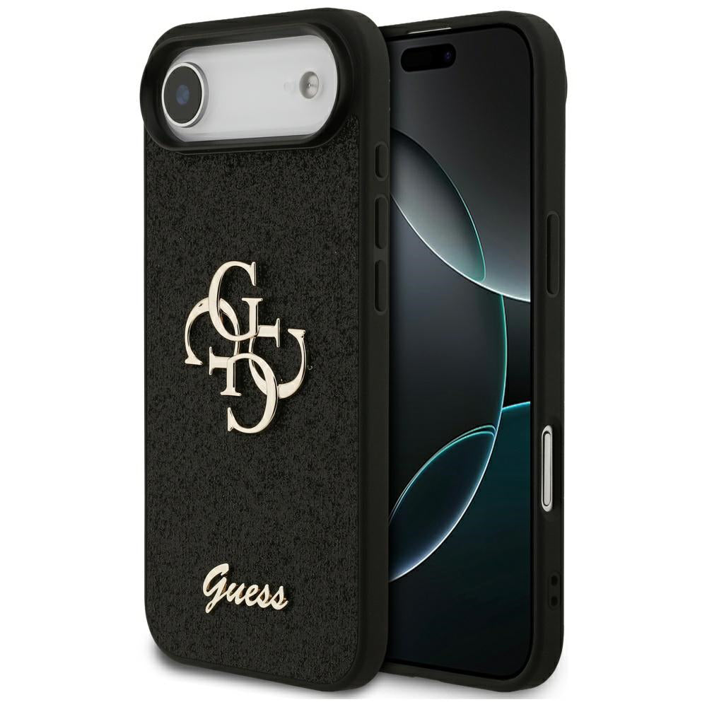 Ovitek za Apple iPhone 17 Air, Guess, Fixed Glitter Big 4G, črn