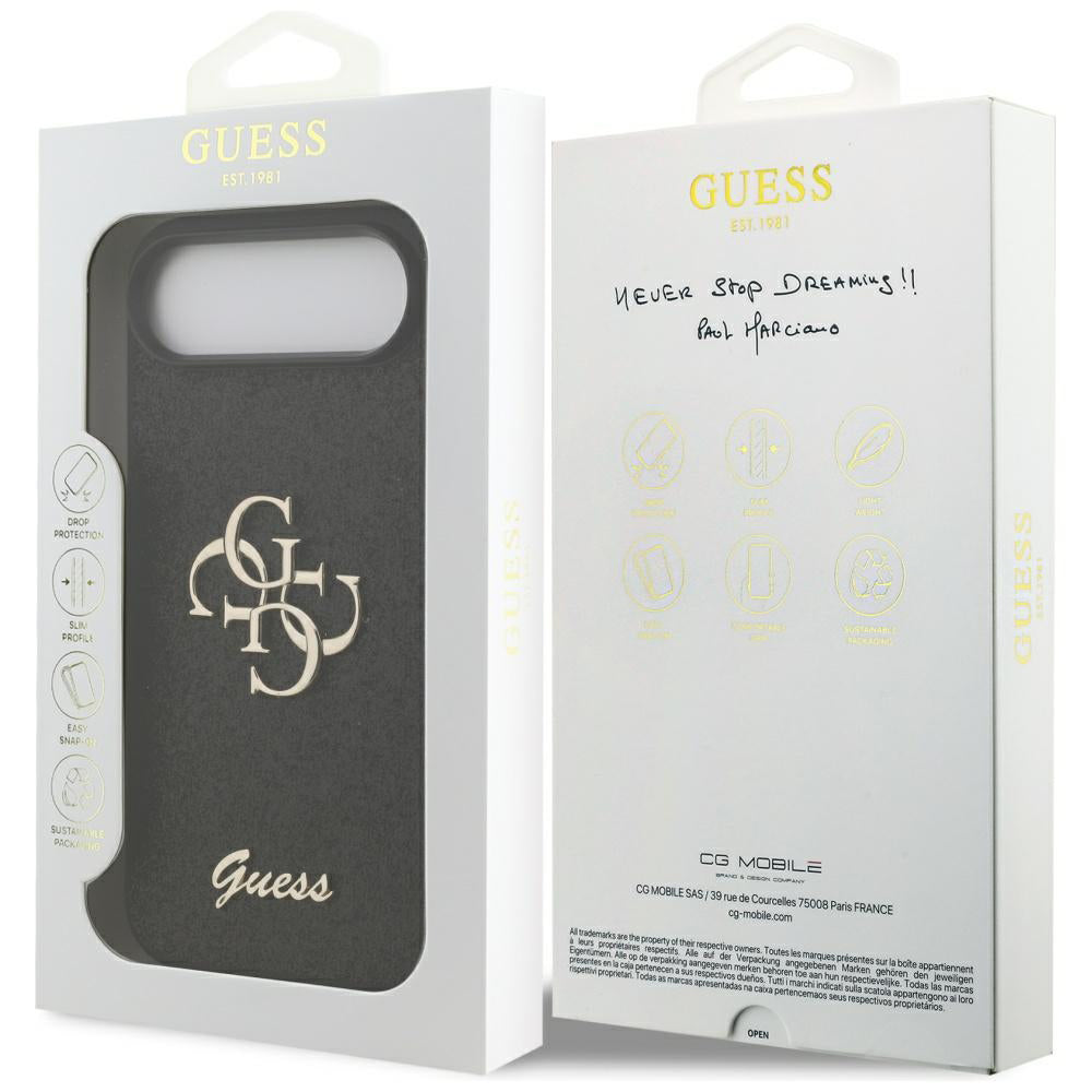 Ovitek za Apple iPhone 17 Air, Guess, Fixed Glitter Big 4G, črn