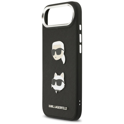 Ovitek za Apple iPhone 17 Air, Karl Lagerfeld, Grained Karl & Choupette's Heads Pins and Logo, črn